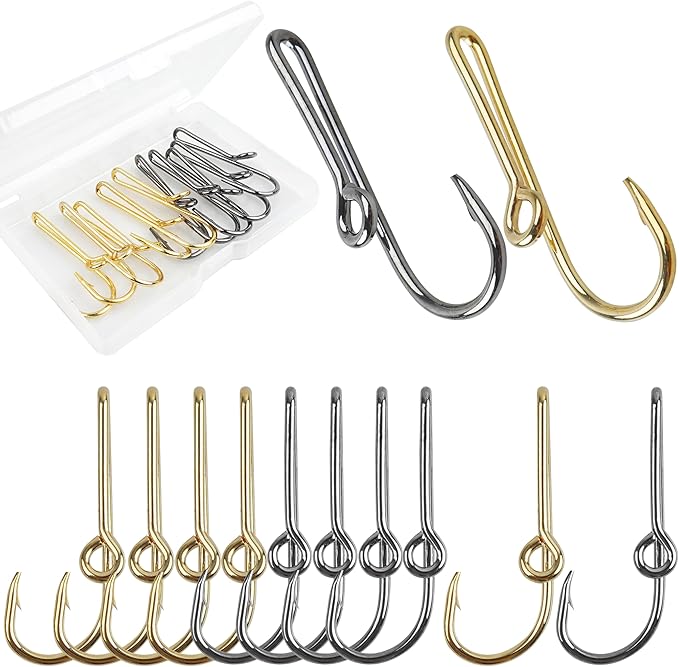10PCS/20PCS Fishing Hook Hat Pins for Hat,Fish Hook Hat Clip for Hat Tie Clasp Fashion Trend Hat Decoration Gold Balck