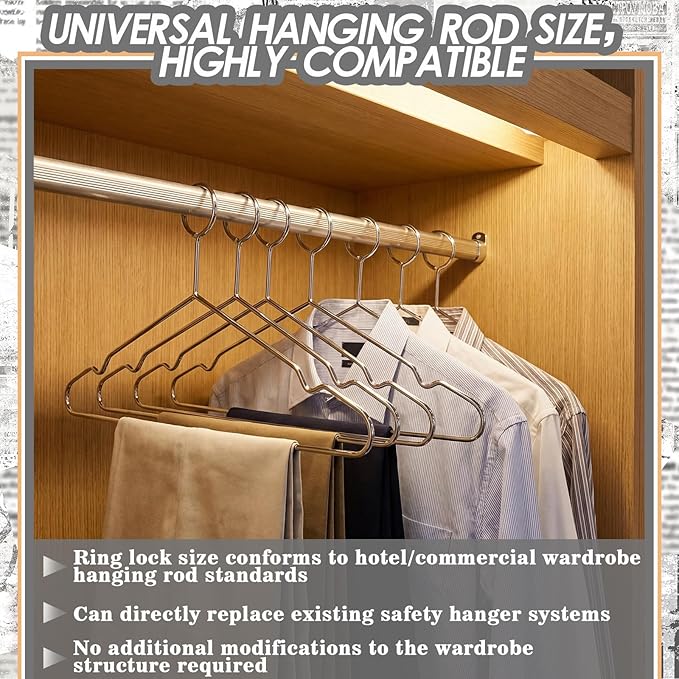 Leinuosen 12 Pcs Anti - Theft Clothes Hangers Metal Closed Loop Security Clothes Hangers 16.5 Inch for Hotels, Rvs, Lockers & Home Use