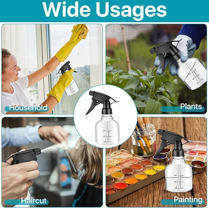 24 Pack 8 oz Small Spray Bottle, Refillable Empty Spray Bottles with Measurement and Adjustable Nozzle, Spray Bottle for Hair, Cleaning, Plants, Kitchen, Bathroom, Salon & Home Use