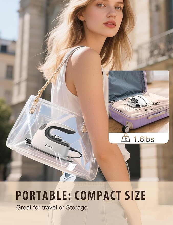 Sundu Mini Travel Iron with Steam,1000W Portable Non-Stick Soleplate Steam Small Iron for Quilting & Sewing,300 Microsteam Holes,90ml Water Tank,Lockable Safety Base,Digital Temperature Control