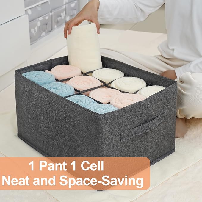 Closet Organizers and Storage Bins for Clothes - 12 Cell Drawers Organizer Grid Storage Box for Jeans Pants Sweater Towel T-shirts, Wardrobe Shelf Dividers Closets Organization (1 Pcs)