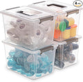 Citylife 4 Packs Plastic Storage Bins with Latching Lids Clear Storage Box with handle Stackable Storage Containers for Organizing Toys, Crafts, Tools