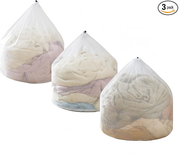 3-Pack Heavy-Duty Mesh Laundry Bags For Delicates - Large 24x32 Inch Washing Machine Bags For Delicates, Hampers, Sports Gear, And Travel - Prevents Tangling And Damage