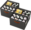 4 Pack Shoe Organizer for Closet,Foldable Shoe Storage Organizer with Adjustable Dividers, Shoe Storage Box with Clear Cover, Fits up to 16 Pairs, Black