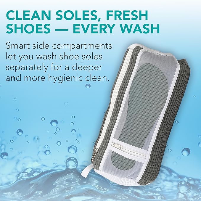 Hat Washer Cage Set – Baseball Cap Washer for Washing Machine or Dishwasher, Protects Flat & Curved Hats, 1 Pack White + Shoe Washing Machine Bag (Grey) & Mesh Laundry Bag