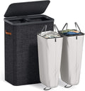 Sorbus Laundry Hamper with Lid - Collapsible 2-Compartment Fabric Laundry Basket with Handles and Removable Laundry Bag – 45 Gallon (170 L) Dirty Clothes Hamper for Bedroom, bathroom and dorm (Black)