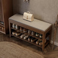 Shoe Bench with Storage, Wooden Shoe Storage Bench with Cushion&Hidden Drawer, 2-Tier Shoe Rack Bench for Entryway, Mudroom, Hallway