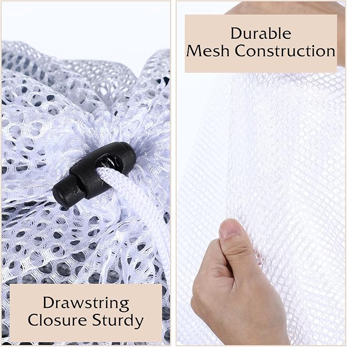 Mesh Laundry Bags, Laundry Bag for Delicates with Drawstring Closure Mesh Wash Bags for Lingerie Delicates Bra Underwear Pants Shoes Socks(2Pcs, M+S)