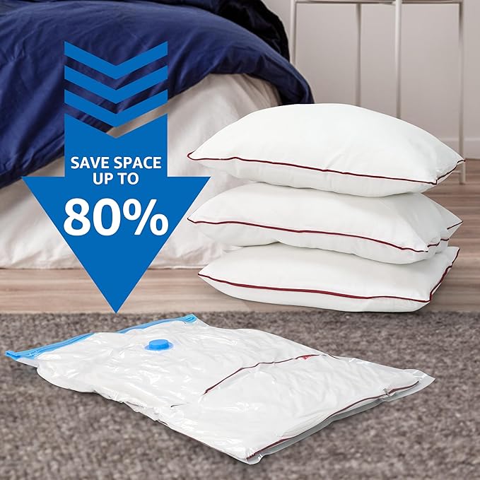 25 Combo Vacuum Seal Bags (5 Jumbo/5 Large/5 Medium/5 Small/5 Roll M) with Hand Pump, Vacuum Storage Bags, Space Saver Bags for Comforters, Blankets, Bedding, Pillows, Clothes