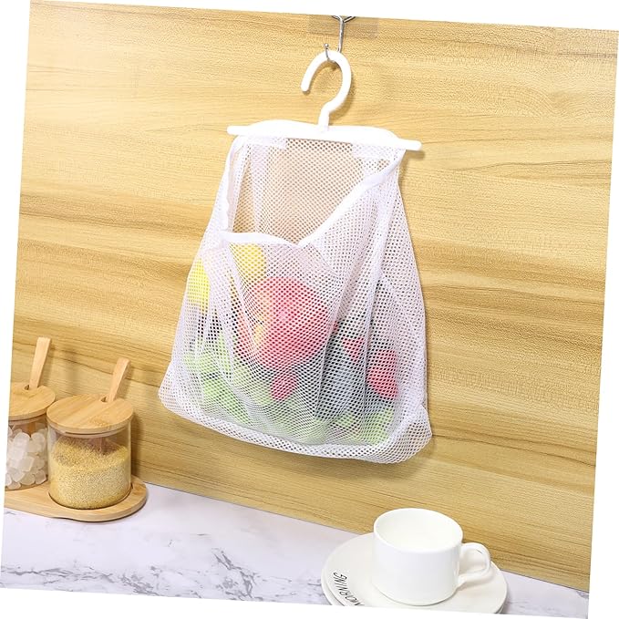 2pcs Mesh Bag with Hook Hanging Laundry Bags Multi-functional Mesh Bags for Kitchen Bathroom Storage Bag