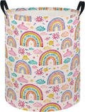 Baby Laundry Hamper kids laundry Basket Waterproof Laundry Bag for Bedroom Toy Clothes Organizer Room Décor(Pink Rainbow)
