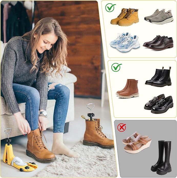 2Piece Shoe Stretcher Boot Stretcher for Men Women,Adjustable Length Width Height Expander for Wide Feet & Instep