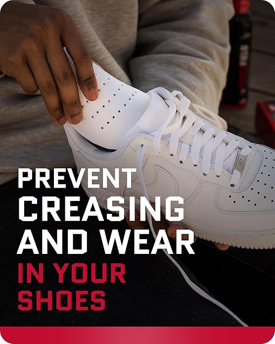 FORCEFIELD Shoe Crease Preventer - Foam Crease Protector for Shoes & Boots - Fits Inside Toe Box, Prevents Creasing - Adhesive Strips for Secure Fit - Fits Kids Size 4-7, Women’s 5-12, Men’s 8+
