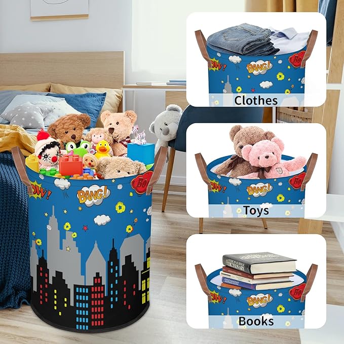 Boys Laundry Hampers for Bedroom Spider Web Collapsible Sturdy Dirty Clothes Basket with Handles for Kids Room Bathroom Living