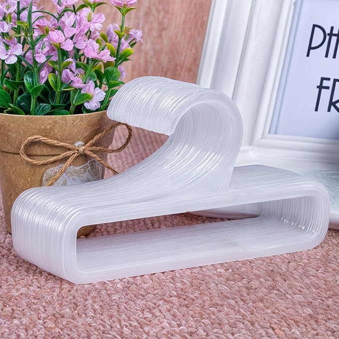 50Pcs Tea Towel Hanger for Retail Display, 7.7" Long White Multifunctional Plastic Hangers Storage Racks for Sock Storing Hanging Legging Scarf Clothes Wardrobe Ties Shawls Rings Belts Scarves