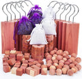Demissle 120 Pieces Cedar Blocks for Clothes Storage Includes Cubes, Balls, Rings, Pendants, Pouches, Lavender Sachets for Closets and Drawers, Fresh Scented Sachets