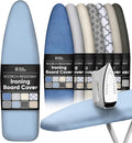 Home Intuition Extra Thick Ironing Board Cover and Pad Iron Scorch Resistant with Hook and Loop Secure Fastener and Elastic Edge,15x54, Standard Size Coated Thick Padding, Light Blue