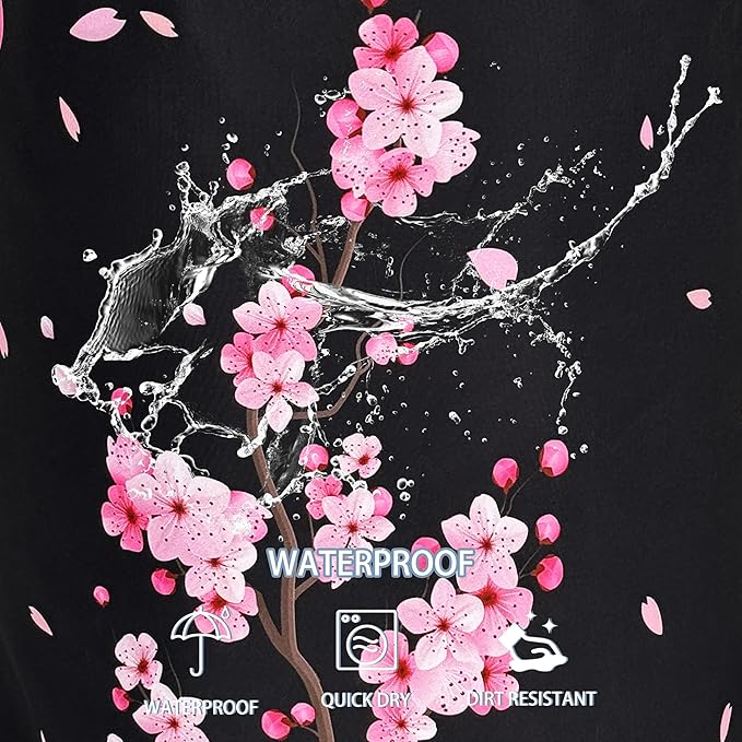 Pink Cherry Blossoms Laundry Basket Flowers Foldable Oxford Cloth Funny Tote Bag Laundry Hamper Clothes Storage Bucket Toy Organizer For Bathroom/Laundry Storage/Bedroom 18.9x16.5 Inch