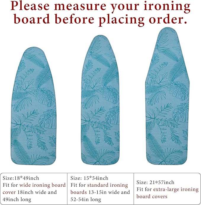 Dalykate Ironing Board Cover 21 x 57 with Scorch and Stain Resistant Thick Padding and Elasticized Edge Ironing Board Covers 4 Fasteners and 1 Protective Scorch Mesh Cloth