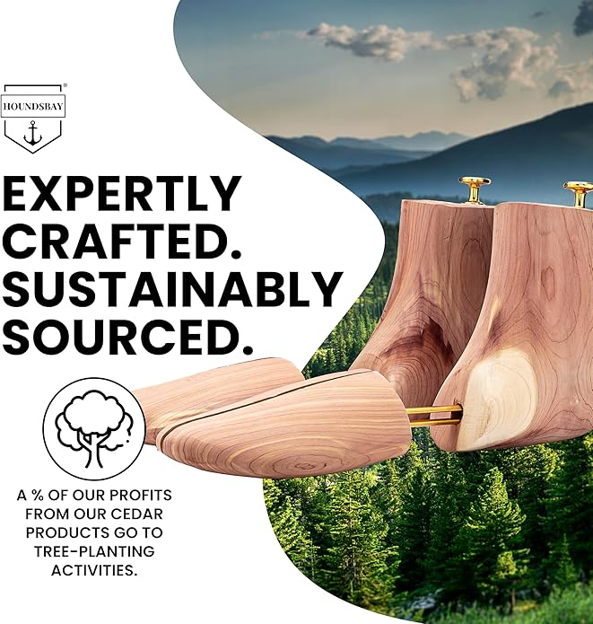 HOUNDSBAY Boot Trees, Cedar Boot Tree for Men, Shoe Tree for Boots, Boot Stretcher & Shaper