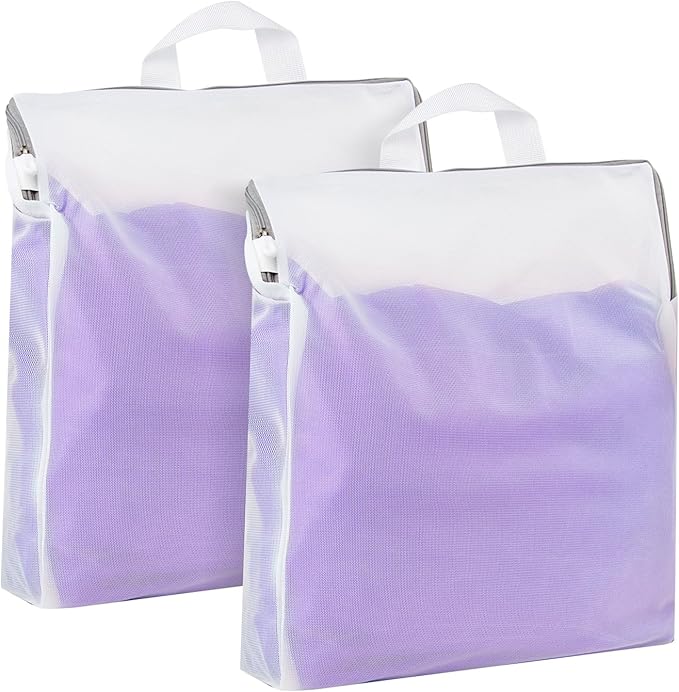 Muka 2 Pcs Mesh Laundry Bag with Handles, Side Widening, Large Opening with Zipper.-L