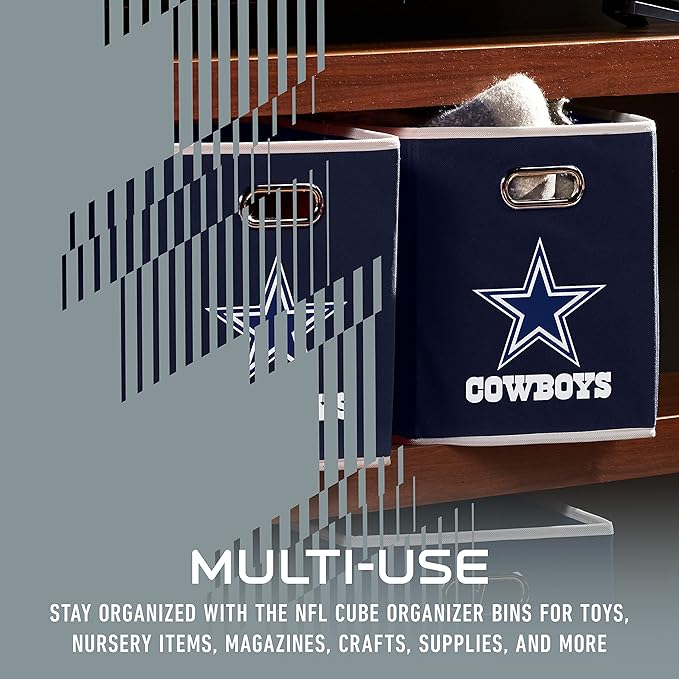 Franklin Sports NFL Storage Bins - Collapsible Cube Container + Basket - NFL Office, Bedroom + Living Room - 11"x11"