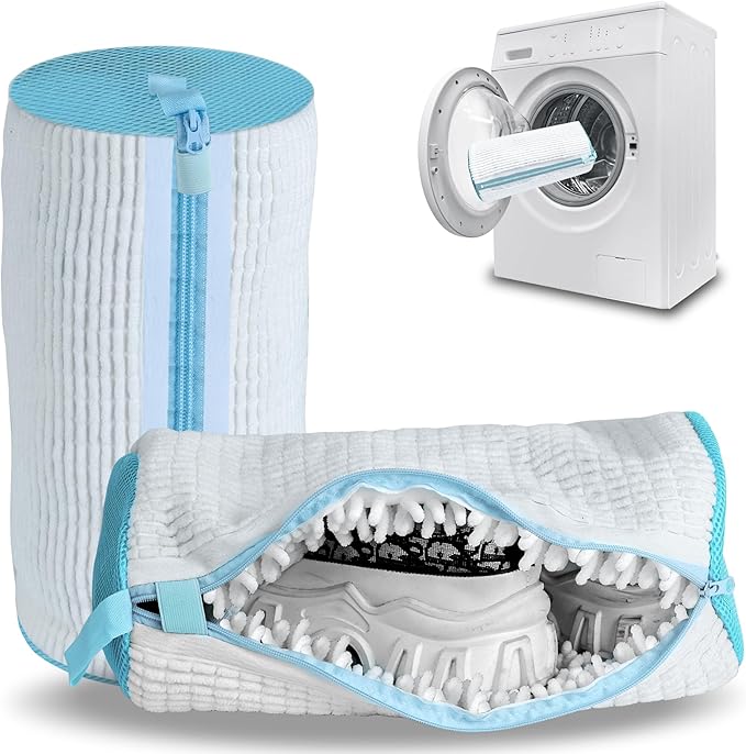 Shoe Washing Machine Bag, Laundry Shoe Bag for Washer and Dryer,2Pcs Reusable Shoe Bag for Washing Machine Fit Most Shoes Types (White 2 pcs)
