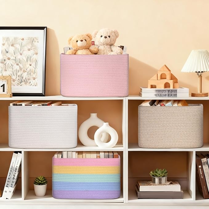 Baskets for Organizing,Storage Baskets,3 Pack Baskets for Shelfves,15"×10"×9" Woven Basket,toy storage bins,bins for organization