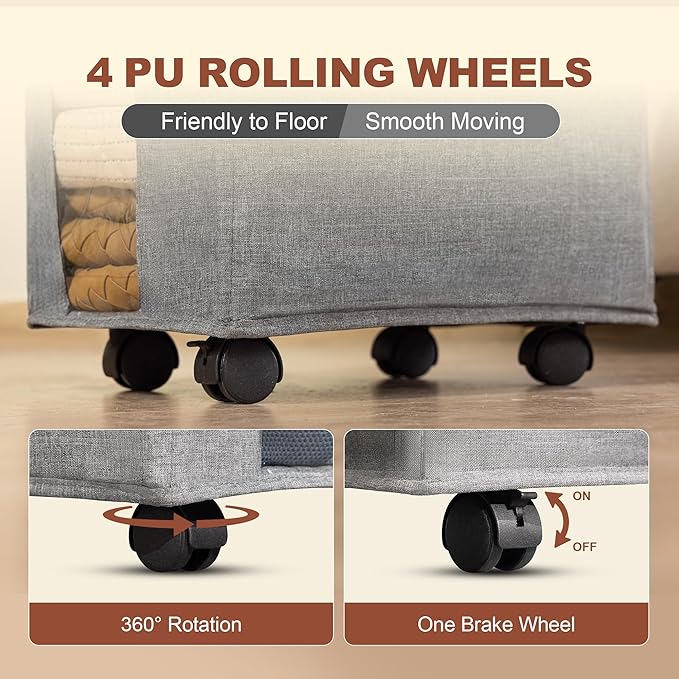 Laundry Hamper with Wheels Rolling Laundry Basket with Visible Clear Window Collapsible Dirty Clothes Hampers for Laundry Room Bedroom Dorm RV,Lightgray