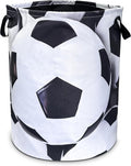 Soccer Laundry Basket Ball Foldable Oxford Cloth Funny Tote Bag Laundry Hamper Clothes Storage Bucket Organizer For Bathroom/Laundry Storage/Bedroom 18.9x16.5 In
