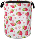Straberry Flower Laundry Basket Collapsible Laundry Hamper Clothes Toy Storage Bin for Bathroom Bedroom Room Decor 16" X 20.8"