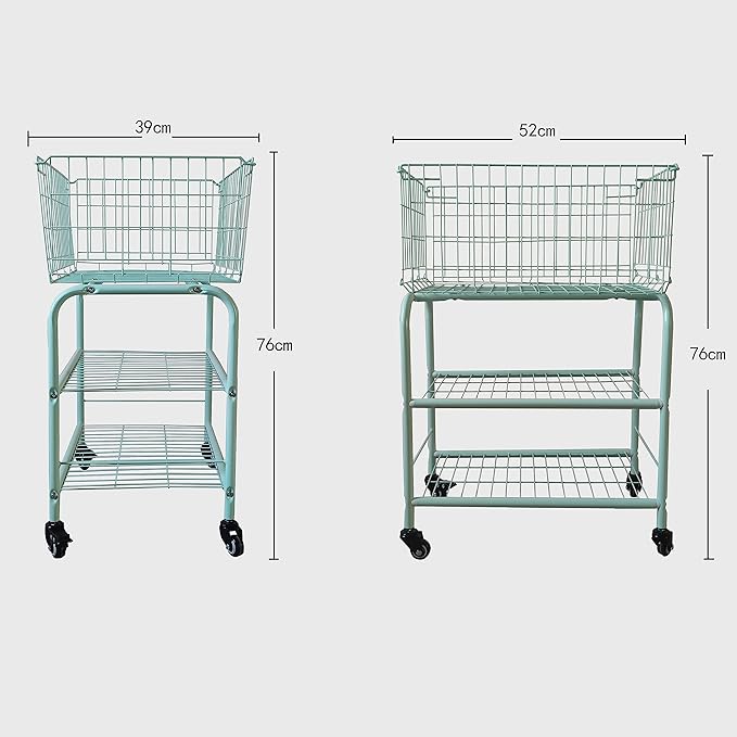 Rolling Laundry Basket with Wheels, Heavy-Duty Multipurpose Organizer - Removable Storage Cart for Clothes, Toys, Dorm Room, Laundry Hamper(White)