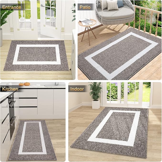 OLANLY Indoor Door Mat, 36x24, Non-Slip Absorbent Resist Dirt Entrance Mat, Washable Low-Profile Inside Entry Doormats for Entryway, Brown