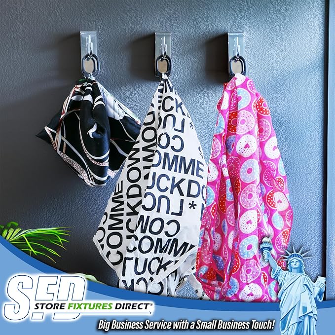 Black Scarf Clip Hangers for Retail, Economic Plastic Fine Garment Pinch Hooks, 200 Pack