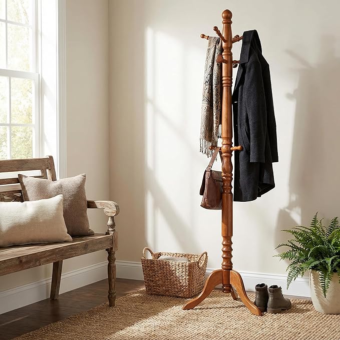 Cortesi Home Rachel Wooden Swivel Coat Rack, Oak