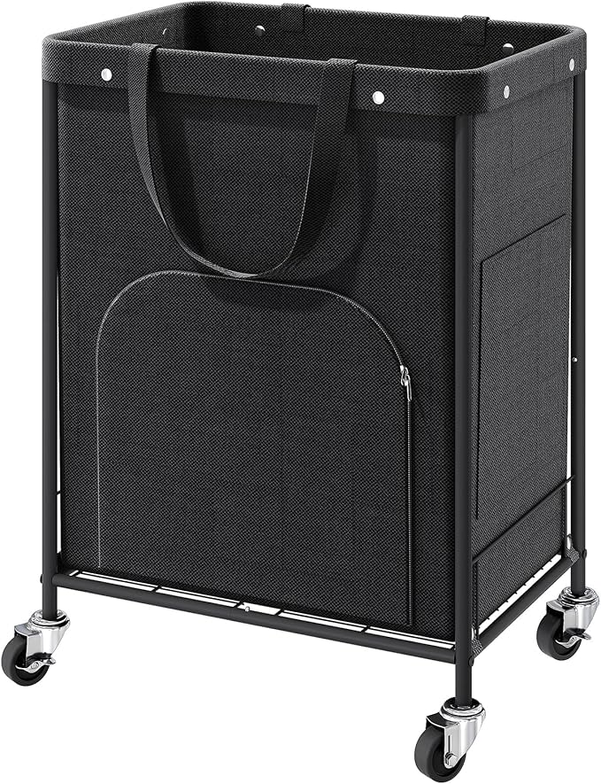170L Large Laundry Basket with Wheels, Rolling Laundry Hamper Easy Access Clothing Minimizes Bending, Laundry Cart with 4 Silent Casters & Removable Bag for Bedroom, Bathroom, Laundry Room