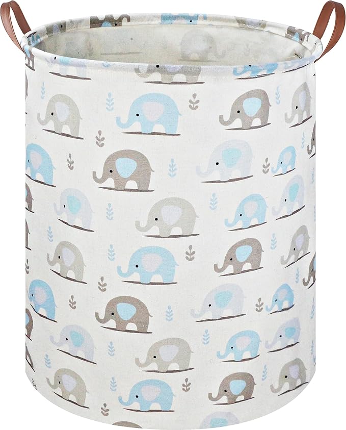 Laundry Hamper, Elephant laundry Basket, Nursery Hamper, Waterproof Storage Bin for Bedroom, Clothes Organizer Basket, Room Decor(Blue Elephant)