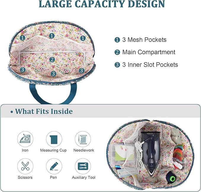 KOKNIT Full Size Iron Storage Bag, Stylish Portable Steam Iron Bag, Christmas Gift Tote For Ironing accessories & Travel (blue bird)
