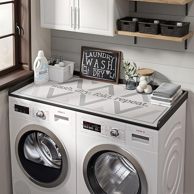 Washer Dryer Countertop, 27.5" x 54" Washer and Dryer Countertop with Non-Slip Pad,Large Laundry Topper for Laundry Room Organization,Black