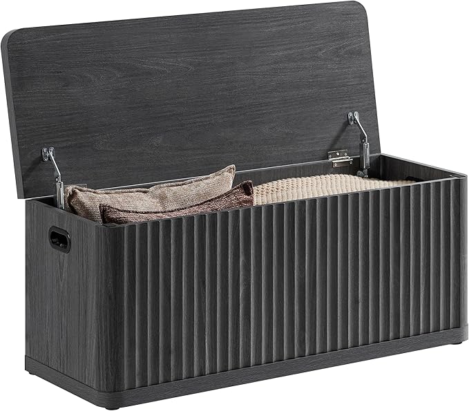SICOTAS Storage Bench 40.2" Wide Shoe Bench with Lift Top Large Wooden Storage Chest Trunk Modern Blanket Chest with 2 Safety Hinges & Seating for Bedroom Entryway Living Room Hallway