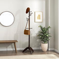Lexicon Sturdy Solid Wood Coat Rack Stand with 11 Hanging Hooks for Hats,Scarves, Handbags, 7-Tier Wooden Coat Rack Freestanding Tree Used in Bedroom, Entryway, Hallway, Office, Dark Brown