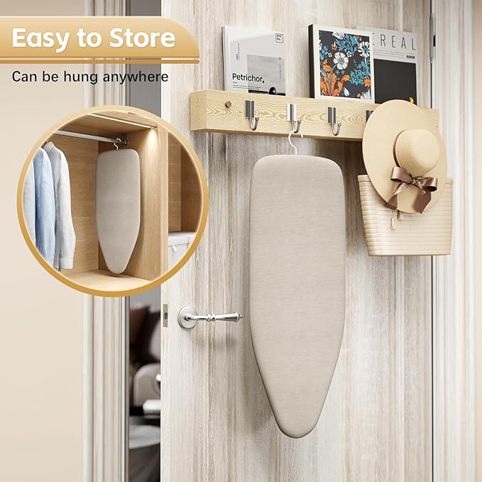 Small Ironing Board Tabletop with Heat Resistant Cover, Compact Mini Ironing Board with Metal mesh Frame, for dorms, aprtment and Travel, Hook for Hanging, Iron Board 30x12, Iron Table Stand Beige