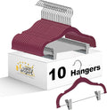 Quality Kids Children Plastic Non Velvet Non-Flocked Thin Compact Skirt Pant Coat Hangers with Metal Clips for Skirts Pants Blouse 360° Swivel Hook, Jacket, Shirt, Legging, Suit Hanger (Raspberry, 10)