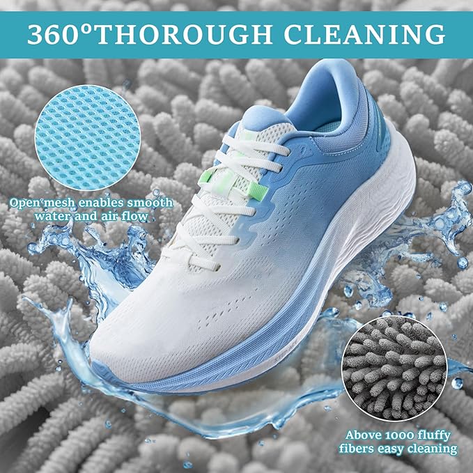 XXL Shoe Washing Machine Bag - 2 Pcs Shoe Laundry Bag for Washer and Dryer, Reusable Shoe Cleaning Bag for All Shoe Sizes,360° Deep Clean for Sneakers Tennis Shoes Running Shoes,Include 1 Brush (Grey)