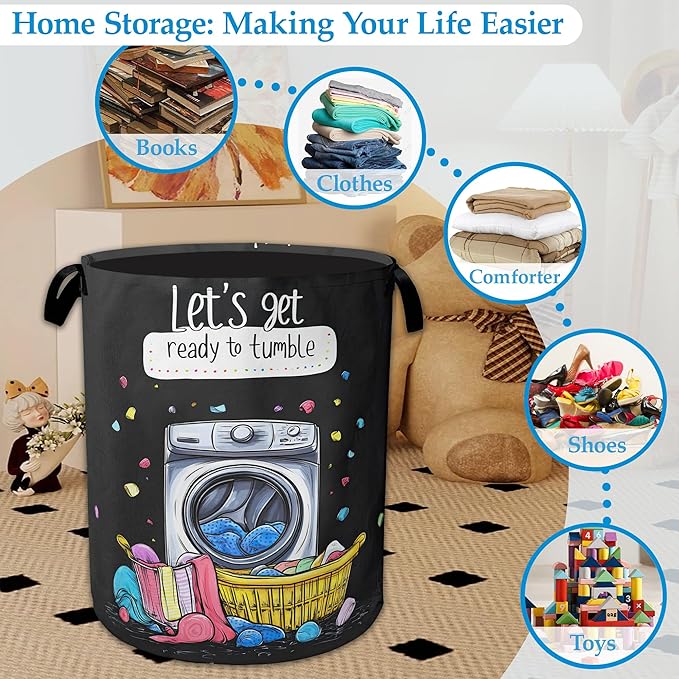 Laundry Today Large Storage Basket Collapsible Laundry Basket Oxford Storage Bin for Toy Bins Gift Baskets Bedroom Clothes Children Nursery Hamper 16" X 20.8"