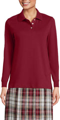 Lands' End School Uniform Kids Long Sleeve Interlock Polo Shirt