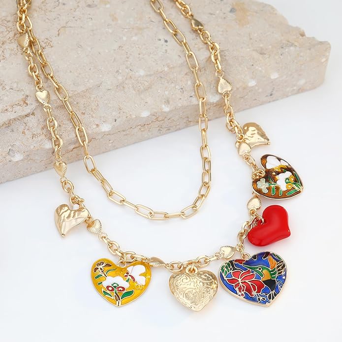 Chunky Gold Necklace for Women Gold Evil Eye Cowboy Pendant Necklace Dainty Paperclip Chain Vintage Luck Amulet Choker Necklaces Celestial Jewelry Gift