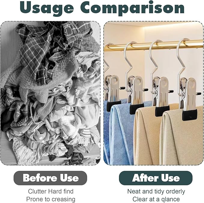 50 Pack Boot Hanger Clips Hooks, Heavy Duty Laundry Hooks with Clips, Portable Stainless Steel Clothes Pins Boot Clips for Hanging, Socks Towels Hats Pants Holder for Travel, Closet