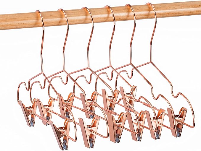 50Pack Koobay 13" Rose Copper Gold Shiny Metal Wire Top Clothes Hangers with Clips for Shirts Coat Storage & Display