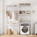 GAOMON Over The Washer and Dryer Storage Shelf, 5-Tier Adjustable Laundry Organizer with Double Layer Wood Shelves for Laundry Room Organization, White, 28 Inch